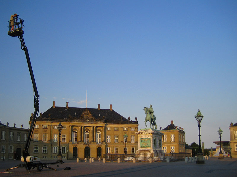 Panoramafotografering fra kran på Amalienborg Slotsplads