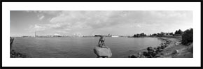 Den Lille Havfrue Sommer - panoramabillede i sort/hvid