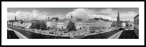 Gammel Strand - Panorama i sort/hvid