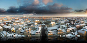 360 graders panorama af Københavns Havn vinter