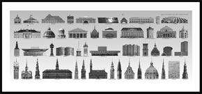 Københavns tårne og bygninger - sort/hvid