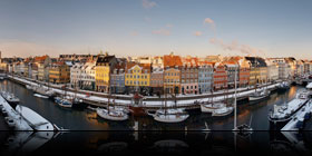 Panorama af Nyhavns Solside Vinter
