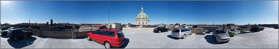 360 graders panorama fra parkeringstag ved Marmorkirken