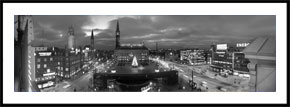 Rådhuspladsen - panoramabillede i sort/hvid
