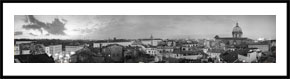 Piazza Campo de Fiori i Rom - panoramabillede i sort/hvid