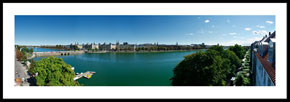 Panorama af Søerne set fra Peblinge Dossering - panoramabillede i farver