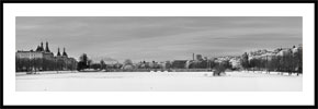 Panorama af Sortedam Sø - panoramabillede i sort/hvid